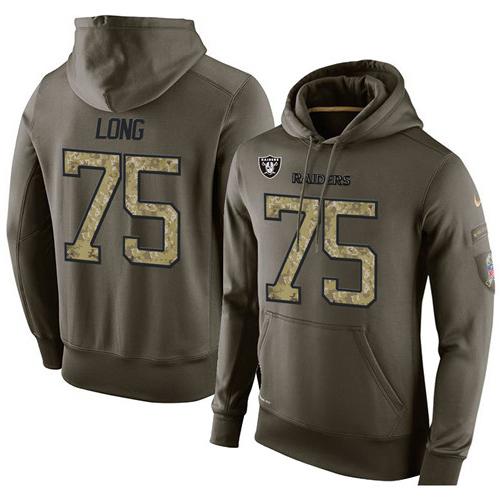 NFL Men's Nike Oakland Raiders #75 Howie Long Stitched Green Olive Salute To Service KO Performance Hoodie